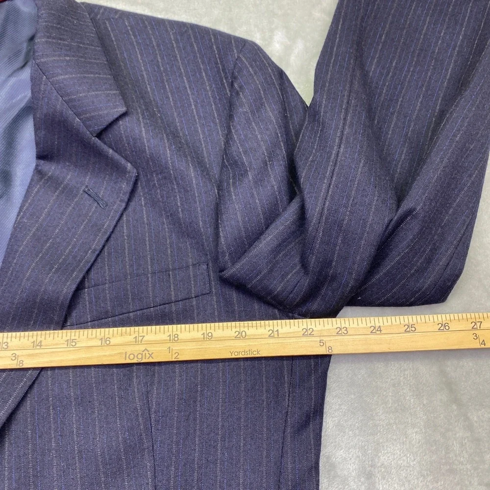 Hart Schaffner Marx‎ Silver Trumpeter Pinstripe Wool Suit Mens Two Piece 45R 36